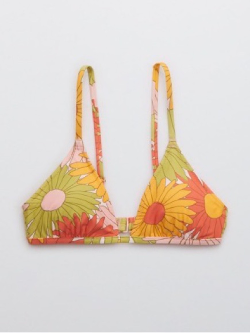 NWOT Aerie Floral Triangle Bikini Top — Pink, Orange & Green